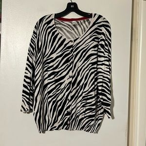 Piper & Blue black/white zebra 3/4 sleeve cardigan